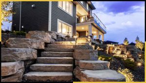 Boulders are natural stones used for creating stair pathways
